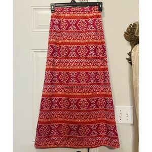 Vtg 60s 70s Lion Tree Maxi Skirt Hippie Psychedelic Tapestry Knit XS 26 Waist
